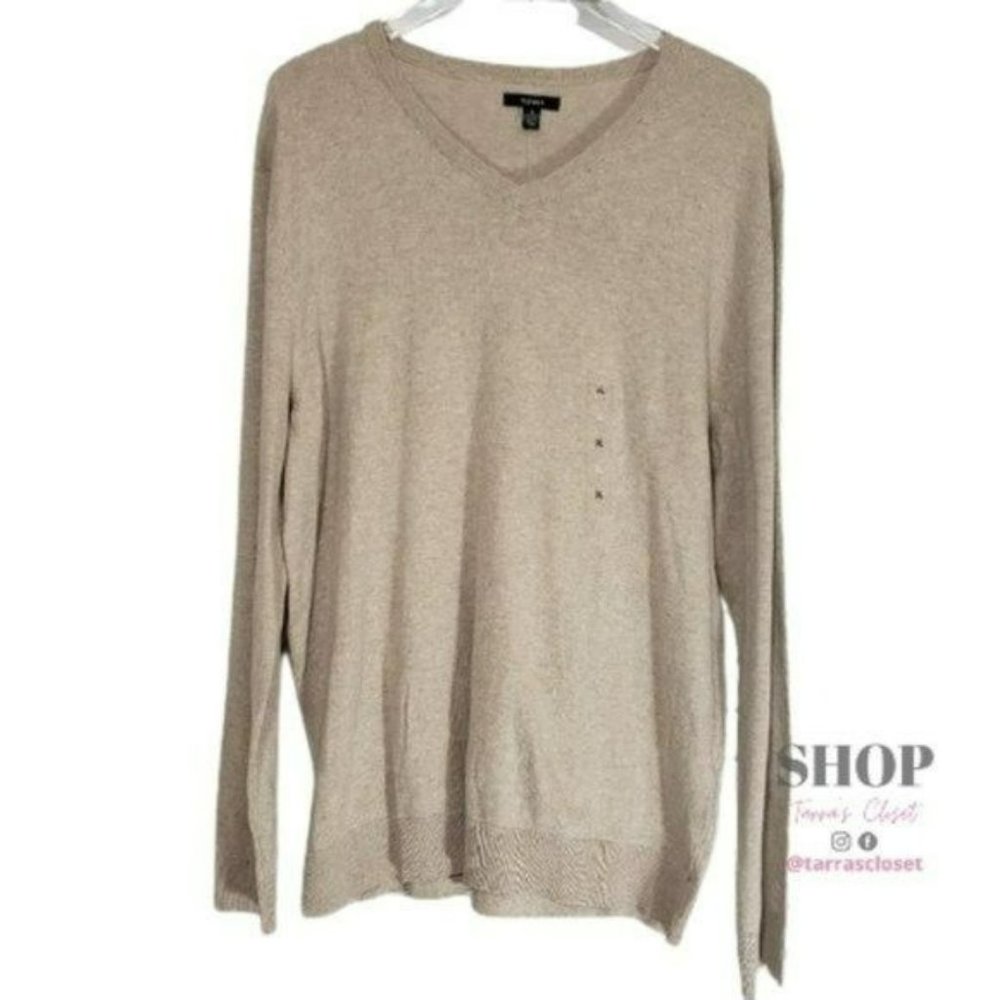 Alfani Men's Tan Pullover V-Neck Sweater Sz XL
